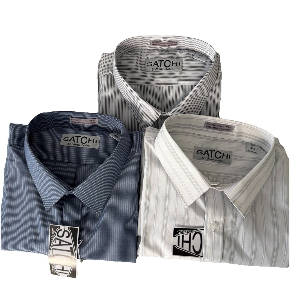 SATCHI by Bruno Satchi Men's Button Down Shirt Size 3XL striped Dress Shirt NWT